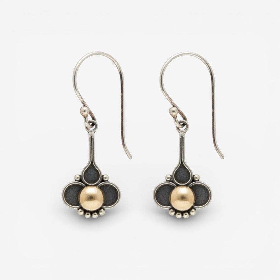 Boucles d'oreilles Boho Trèfle avec Perles en Or