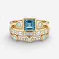 Océan - Ensemble de Bagues en Cristal Vintage Bleu