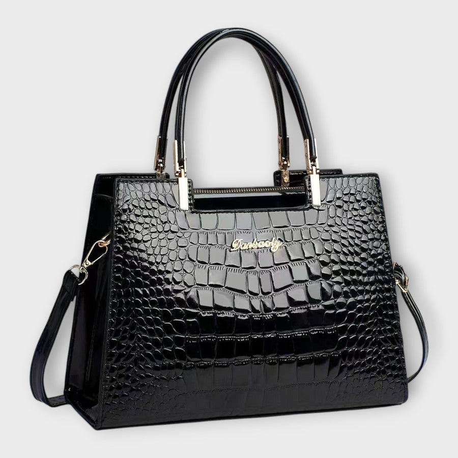 Emilie | Sac à main en cuir crocodile brillant