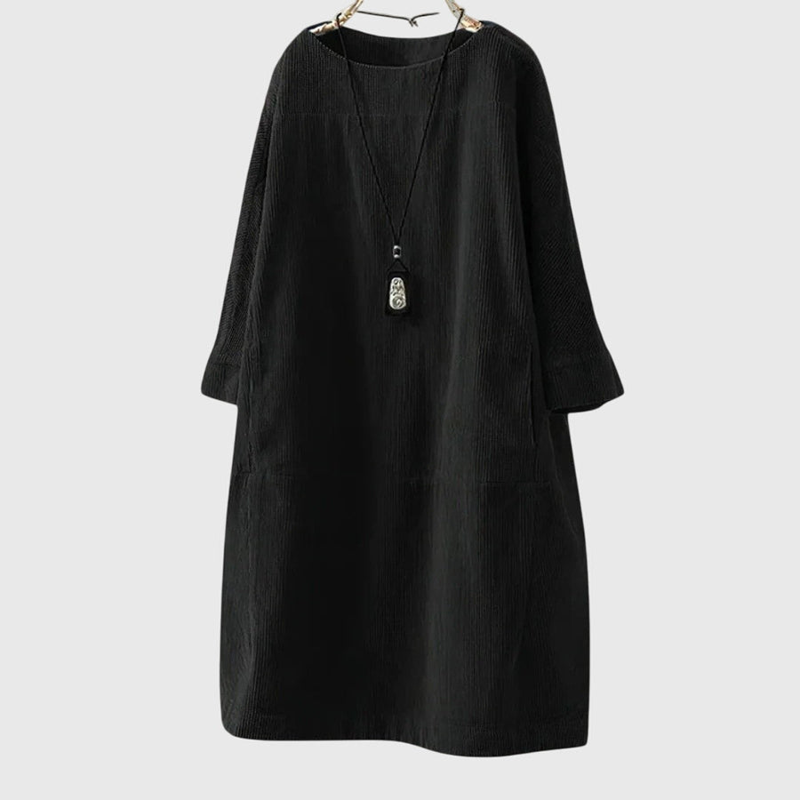Grace | Robe Midi en Velours Côtelé Détendue