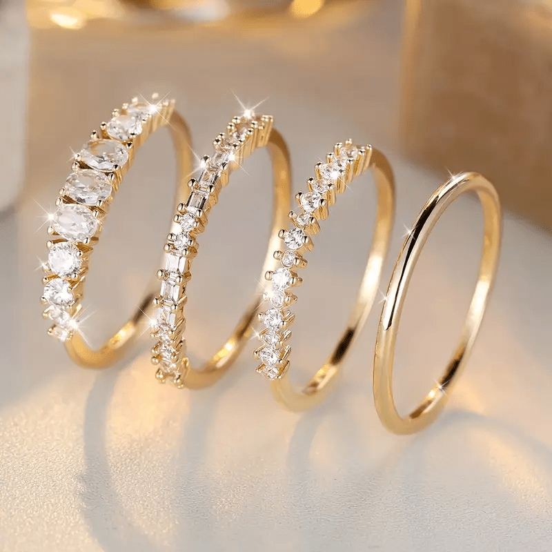 Bagues Empilables en Zirconia Doré 14k