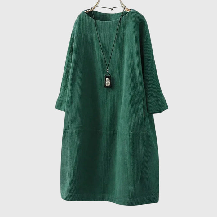 Grace | Robe Midi en Velours Côtelé Détendue