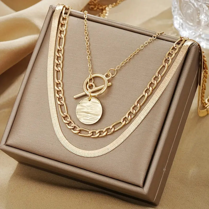 Collier superposé en coin texturé Savira