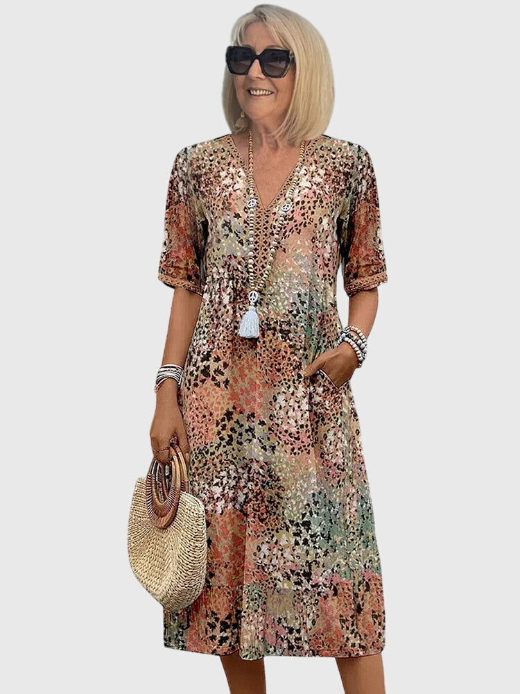 Yvonna | Robe Midi Fleurie Élégante