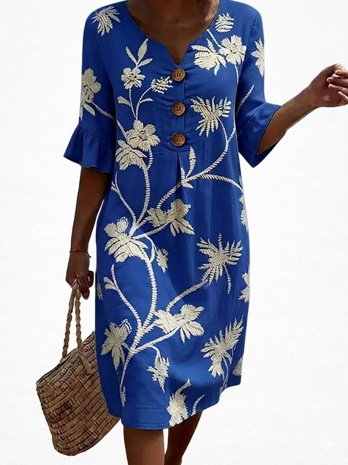 Delphine - Robe femme décontractée à motifs floraux.