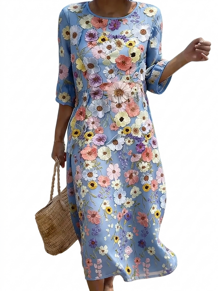 Inès - Robe féminine décontractée à motif floral.
