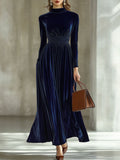 Marie | Robe Maxi en Velours Plissé