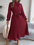 Martine | Robe Maxi Plissée Ceinturée