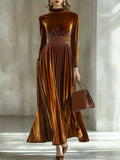 Marie | Robe Maxi en Velours Plissé