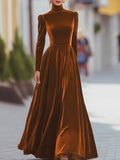 Éléonore | Robe Maxi en Velours à Col Montant