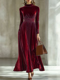 Marie | Robe Maxi en Velours Plissé