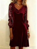 Sophie | Robe à Manches en Velours Étincelant