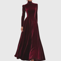 Éléonore | Robe Maxi en Velours à Col Montant
