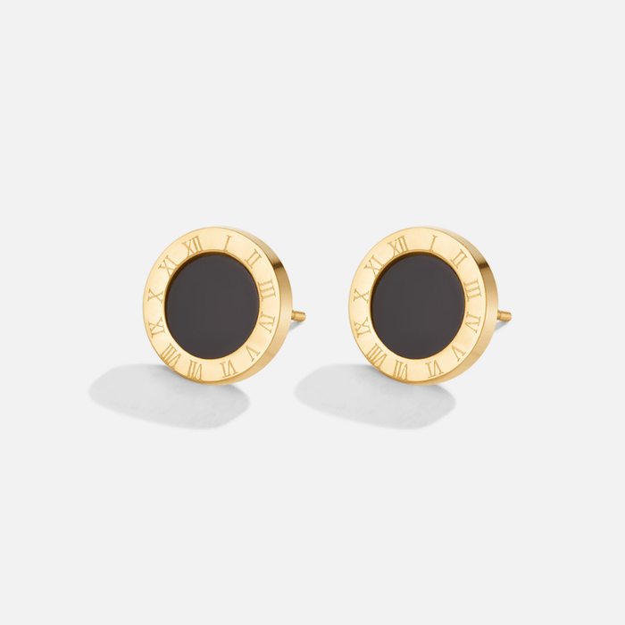 Lucie – Boucles d’oreilles rondes avec centre noir.