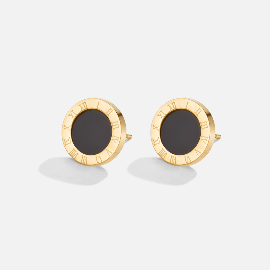 Lucie – Boucles d’oreilles rondes avec centre noir.