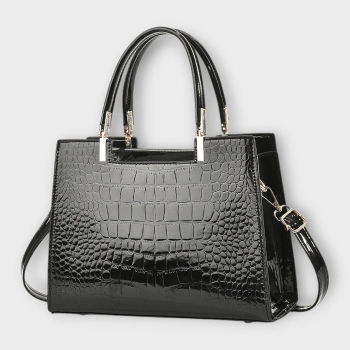 Emilie | Sac à main en cuir crocodile brillant