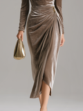 Sandra | Robe Midi en Velours Élégante