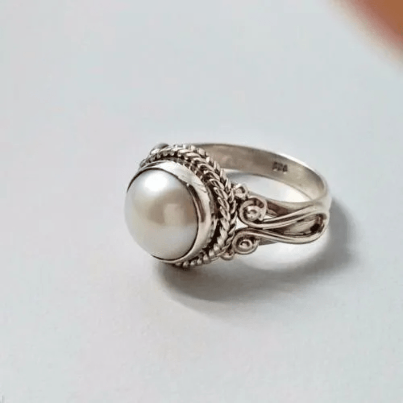 Bague Vintage en Nacre Incrustée