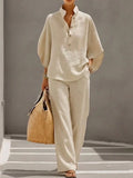 Maribel™ | Ensemble en lin à manches chauve-souris et pantalon ample