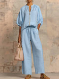 Alba | Ensemble de deux pièces : Chemise décontractée et pantalon large